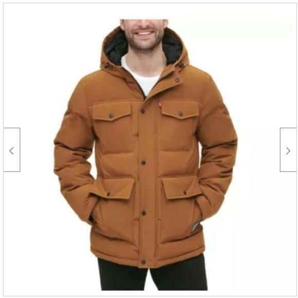 Levi's Men's Quilted Four Pocket Parka Hoody Jacket Sz S